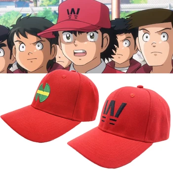  Anime Kaptan Tsubasa Takım Logosu Şapka Wakabayashi Genzo Cosplay Unisex Nakış Kırmızı beyzbol şapkası Sunhat Aksesuarları Hediye Prop