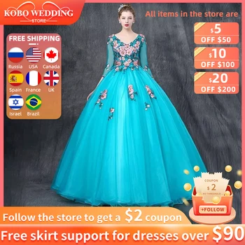  Lüks Prenses Balo Quinceanera elbise Tatlı 15 Parti Pageant Nakış Tül V Boyun Korse Custom Made Gerçek Fotoğraf