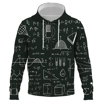  Yeni matematiksel formülü 3D Baskı Fermuar Hoodies Erkek Kadın Moda Kapüşonlu Sweatshirt svetşört Harajuku Hip Hop Streetwear