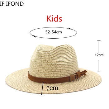  Küçük 52-54cm çocuk şapkaları Erkek Kız Yaz Güneş Koruma Plaj Hasır Şapkalar Açık Tatil Panama Caz Şapka Sombreros De Mujer
