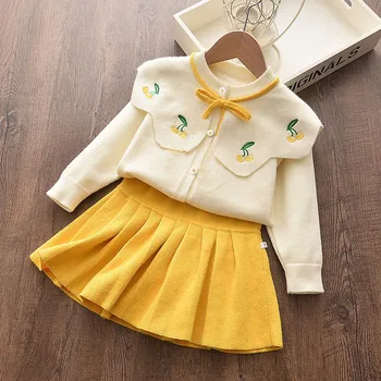  2022 Yeni Kız kazak Elbise Çocuk Kış Elbise Yay Bebek Yaka Elbise Ceket rahat elbise Kazak Noel Kız Takım Elbise