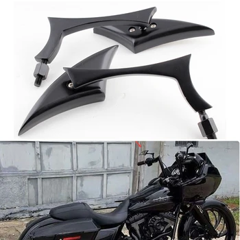 Motosiklet Özel Siyah Mızrak Aynalar İçin Harley Dyna Softail Sportster Yol Kral Electra