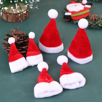  2 Adet Noel Noel Baba Şapka Mini Noel Şapka Çocuklar için Noel Hediyesi Dekorasyon 1/12 Ölçekli Bebek Aksesuarları Ev dekor