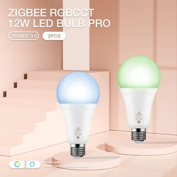  2 ADET Gledopto Zigbee 3.0 Akıllı Ev 12W LED Ampul Pro E26 / E27 İle Çalışmak Tuya APP Amazon / Google Asistan RF Uzaktan Kumanda