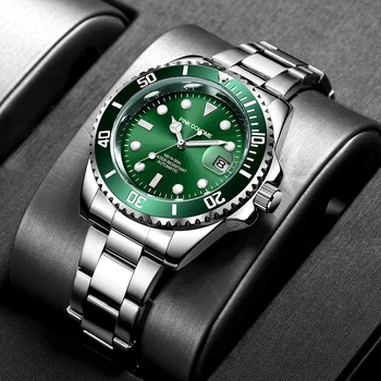  Otomatik Saatler İsviçre Yeşil Yüzme İsviçre Kol Saati Erkekler Aaa Saat Automatico Mekanik Aydınlık Orijinal Saat
