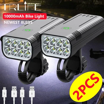  TRLIFE 10000mah 1/2 adet bisiklet ışığı yağmur geçirmez USB şarj 8T6 LED bisiklet ışıkları ön lamba far el feneri bisiklet ışık